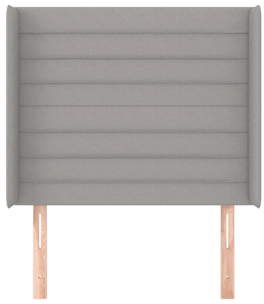 világosszürke szövet fejtámla szárnyakkal 83x16x118/128 cm