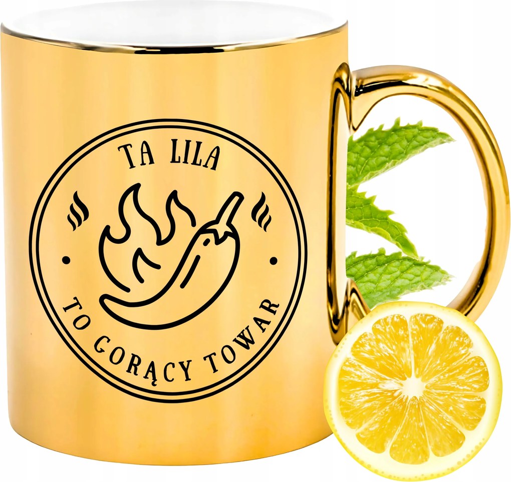 Prémium Arany Csillogó Bögre Liliom Ajándék Nyomtatott Fotóval