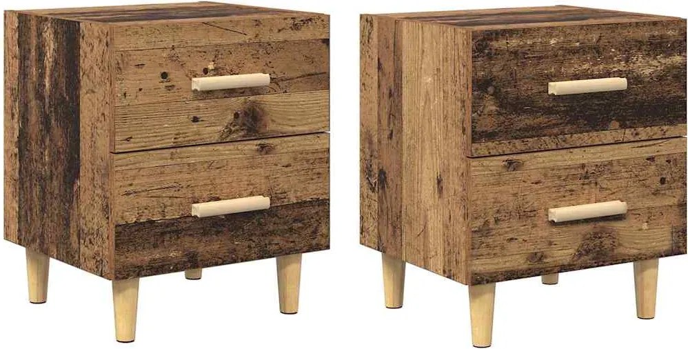 vidaXL Ágyat tartó szekrény 2 pcs Öreg fa 40 x 35 x 47.5cm Faanyag