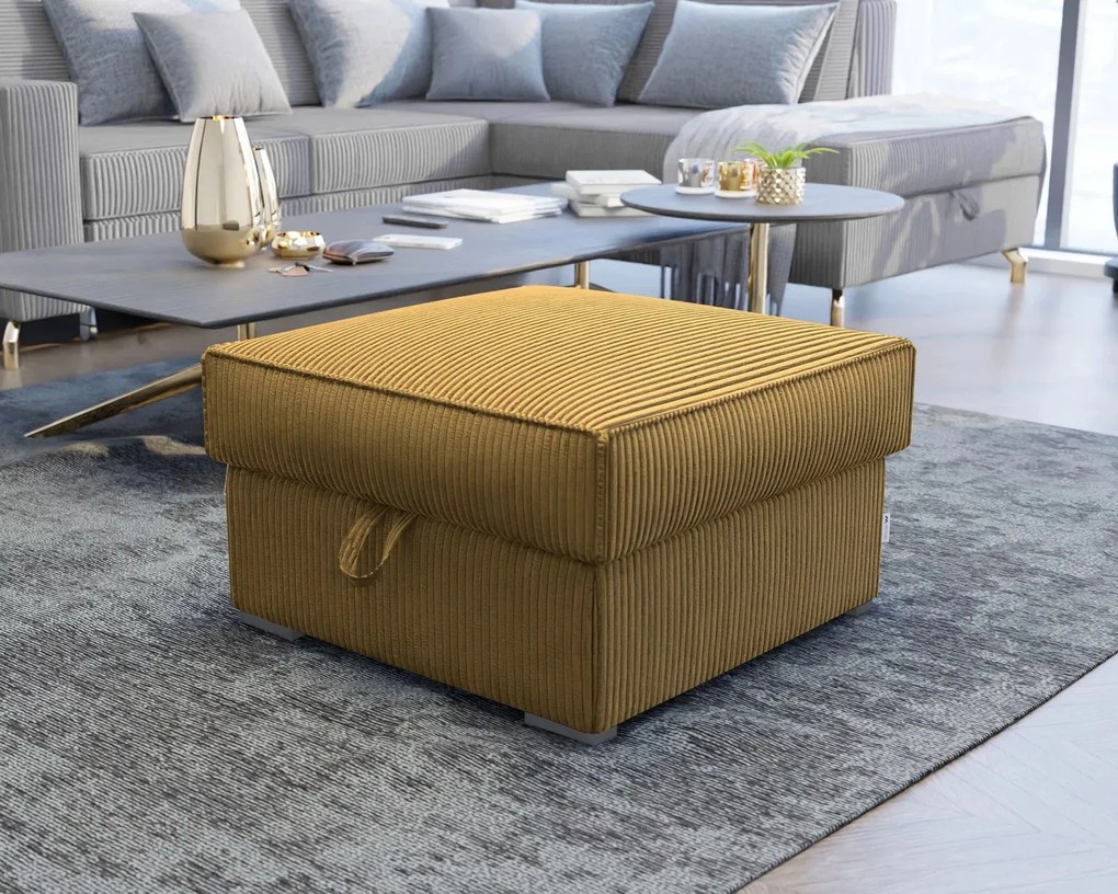 Mustársárga SMART COSARO tárolós puff, 65x65 cm
