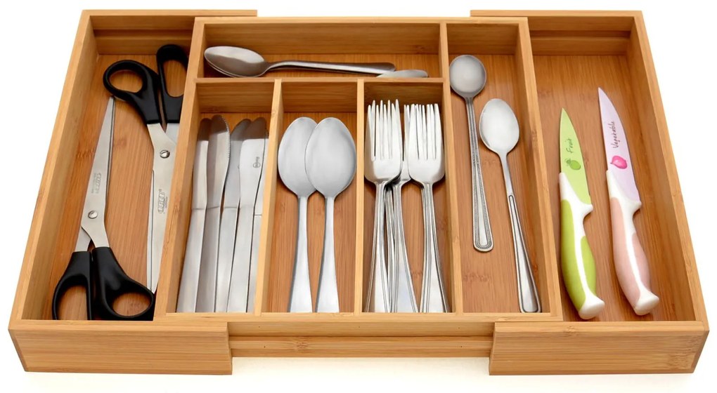 Bluegarden, bambusz fiókos evőeszköz-rendező, barna, HOM-00001