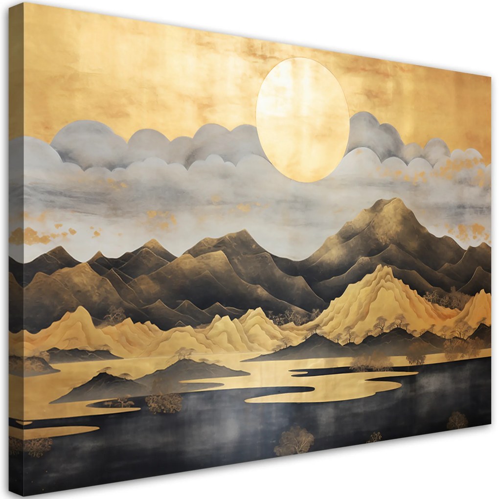 Gario Vászonkép Arany hegyi japán táj Méret: 90 x 60 cm
