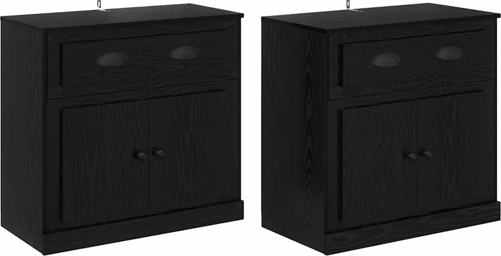 vidaXL Oldalszekrények 2 pcs Fekete tölgy 70 x 35,5 x 67,5 cm Faanyag