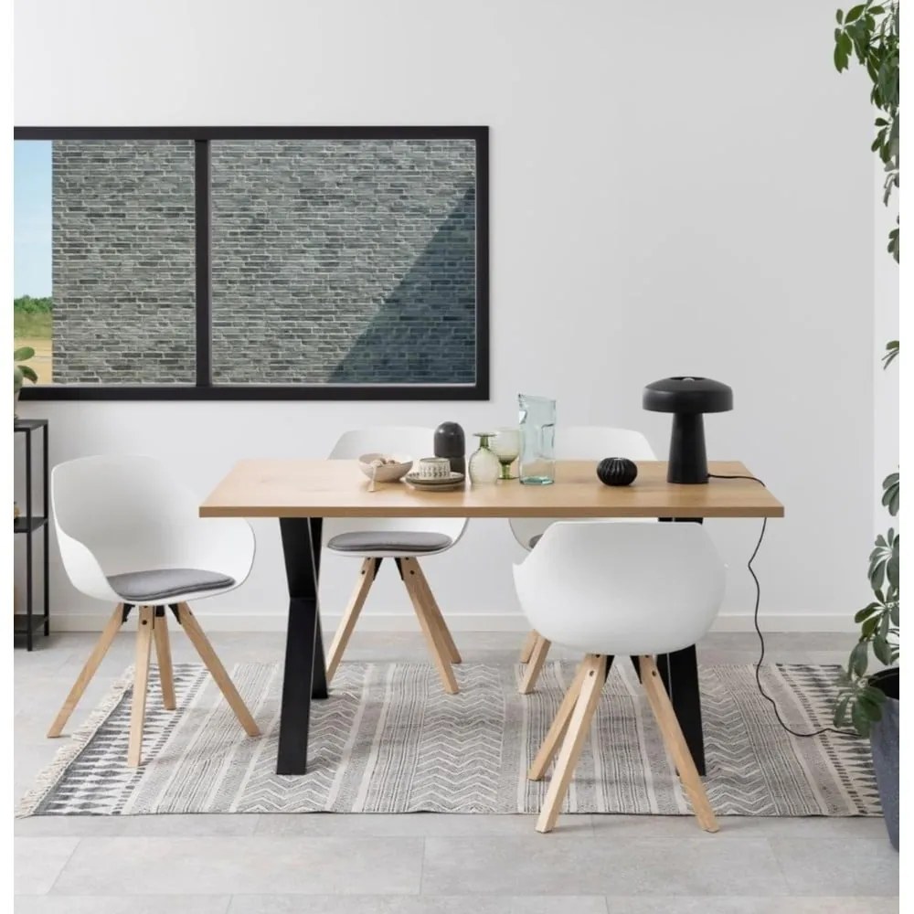 Fehér-szürke kárpitozott karfás étkezőszék szett 2 db-os Tina – Actona