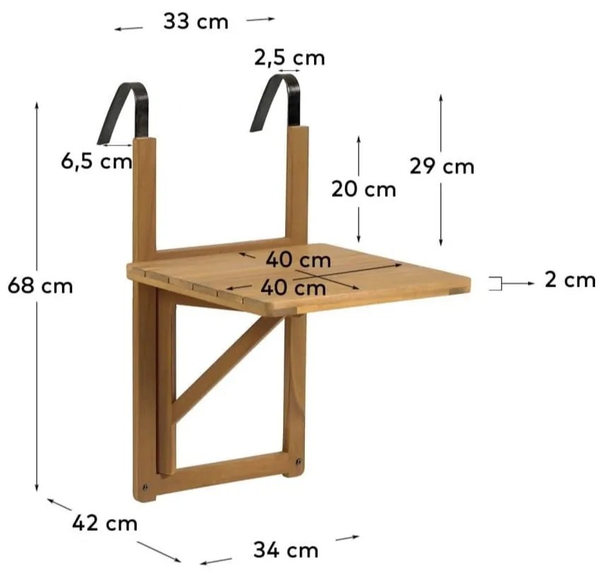 Függő erkélyasztal 40x42 cm Amarilis – Kave Home