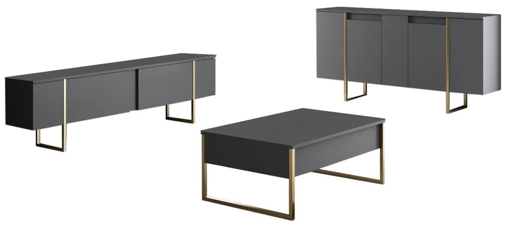 Konzolasztal Luxe - Anthracite, Gold
