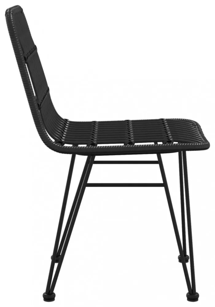 2 db fekete polietilén rattan kerti szék 48 x 62 x 84 cm
