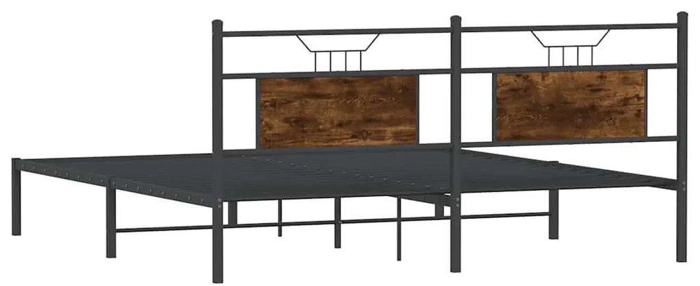 füstös tölgy színű szerelt fa ágykeret matrac nélkül 183x203 cm