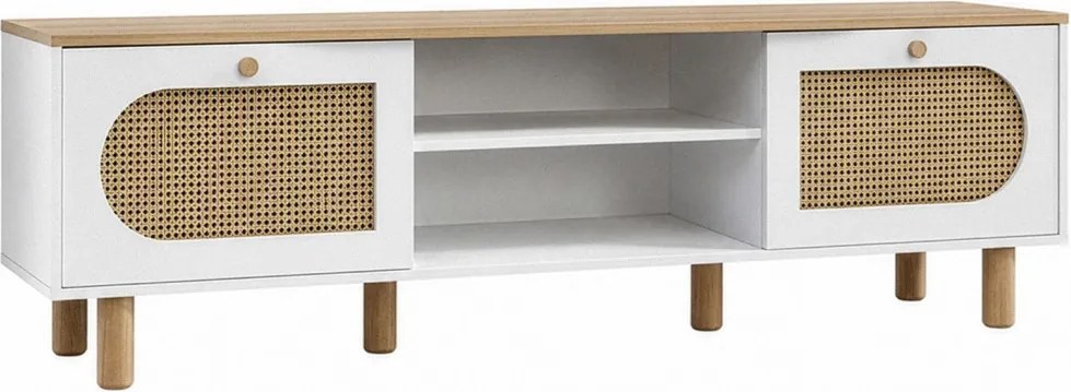 Bohem TV-állvány, fehér-tölgy, 180 cm