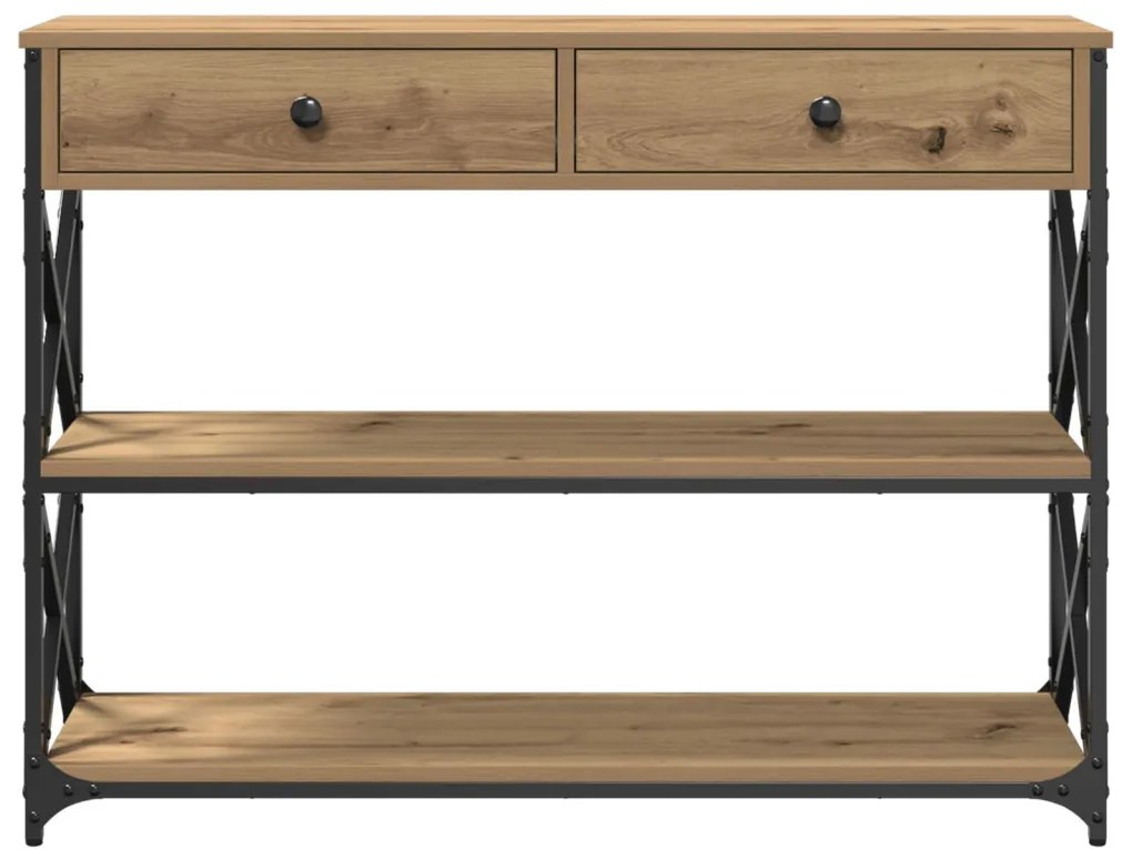 Konferenciához Asztal Kézműves Tölgy 100x28x75 cm Mérnöki Fa és Acél
