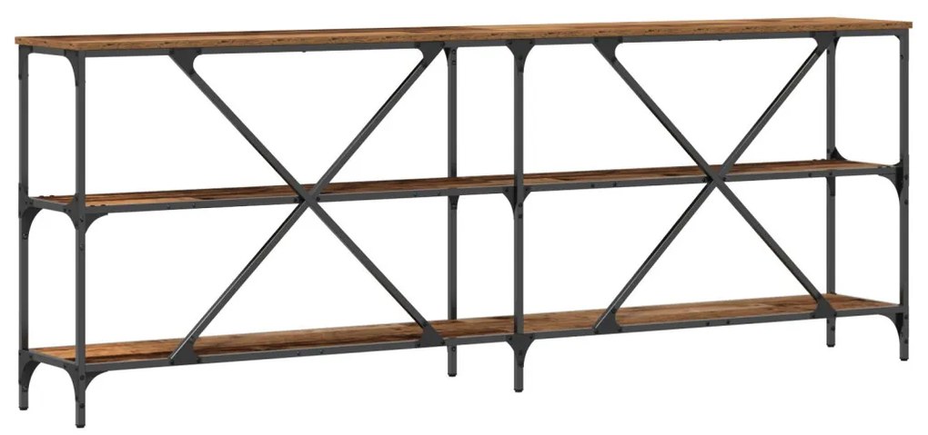 Konzolasztal Régi Fa 200x30x75 cm Műanyag Fa és Acél