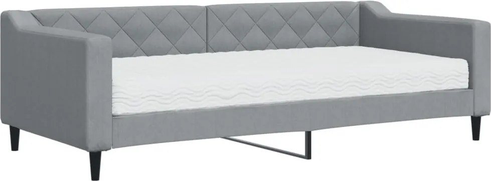 vidaXL világosszürke szövet kanapéágy matraccal 90x200 cm