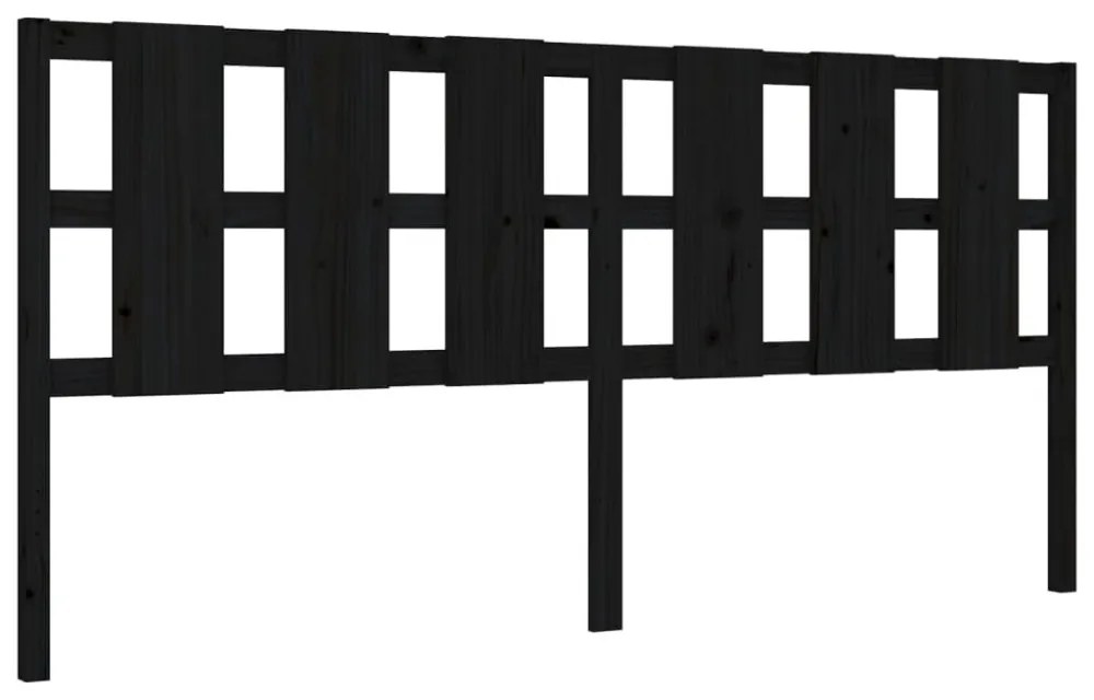 fekete tömör fa ágykeret fejtámlával 200 x 200 cm