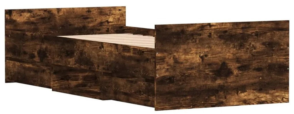 füstös tölgy színű ágykeret fej- és lábtámlával 90 x 200 cm