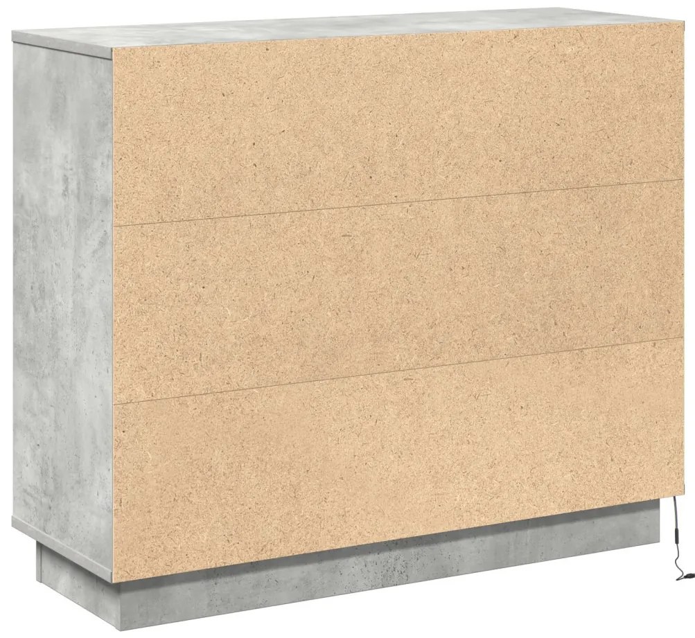 LED-es oldalszekrény Beton Szürke 90x32x75 cm Mérnöki Fa