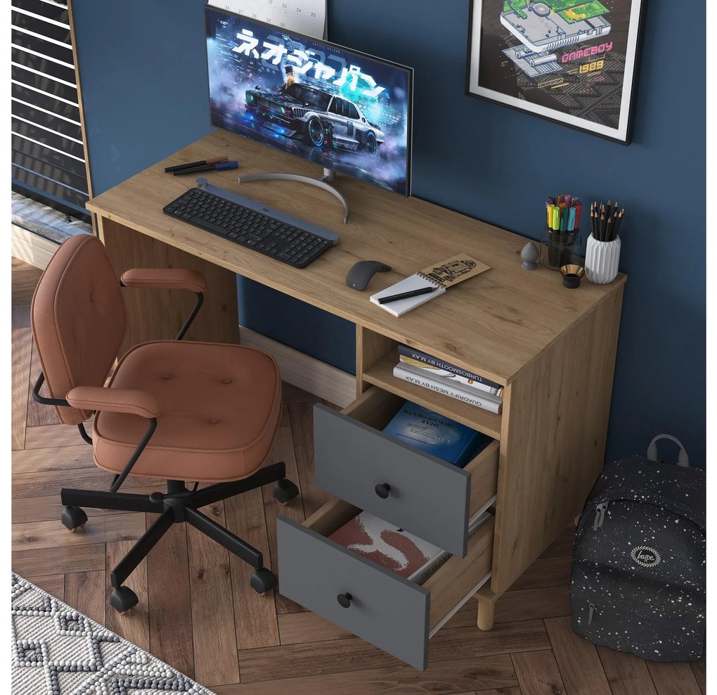 PC asztal Sikine 3 (dió + antracit) . 1094989