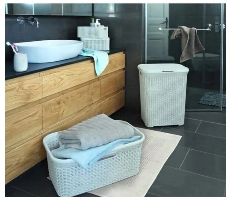 Hamper világos krémszínű szennyeskosár, 60 l - Curver