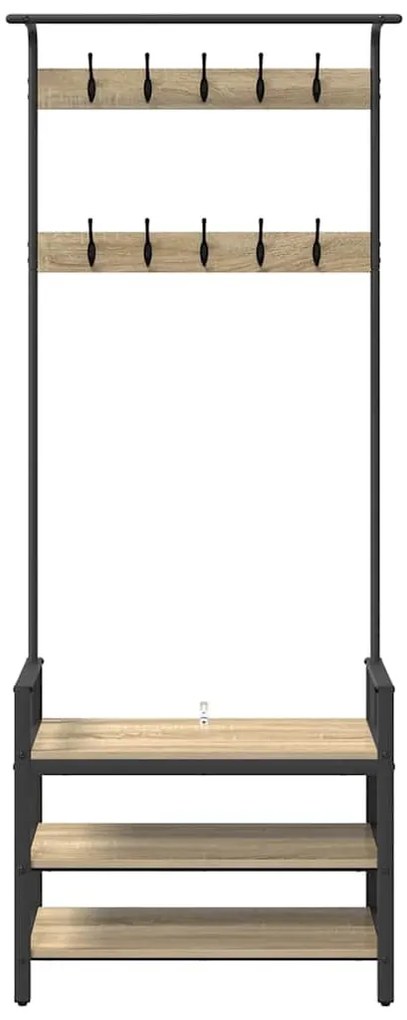 Kabáthorog polcokkal sonoma tölgy 75 x 34 x 184 cm Faanyag