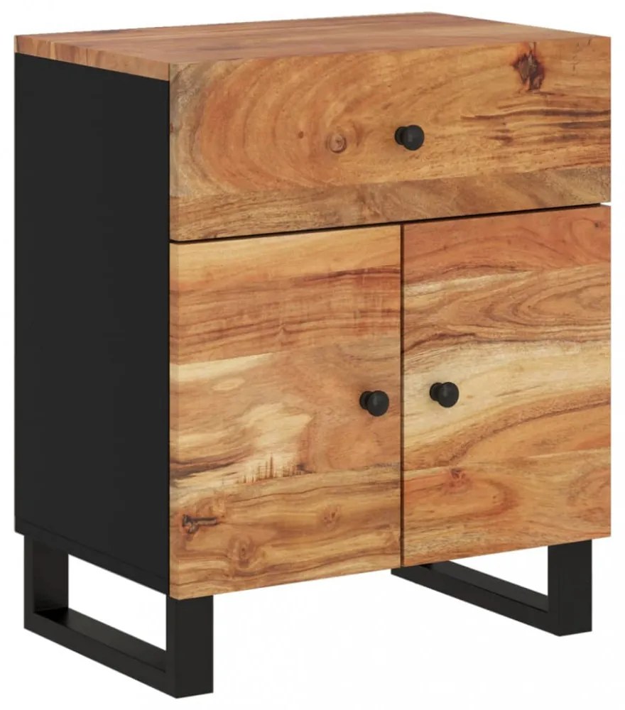vidaXL tömör akácfa és szerelt fa éjjeliszekrény 50 x 33 x 60 cm