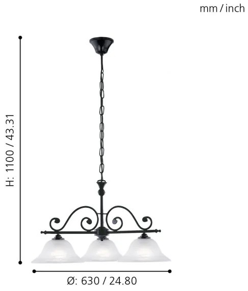 Eglo 91005 - Csillár MURCIA 3xE27/60W/230V