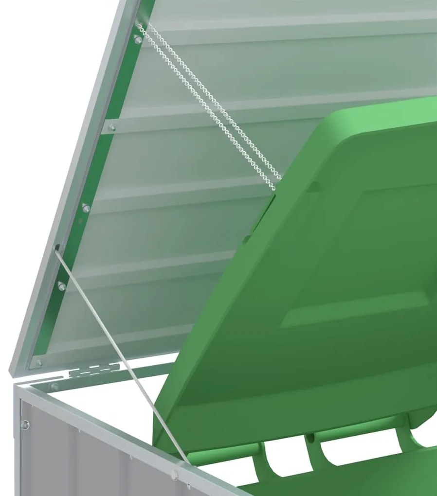 szürke acél kerekes szemetes tároló dupla tárolókhoz 138 x 79 x 117 cm