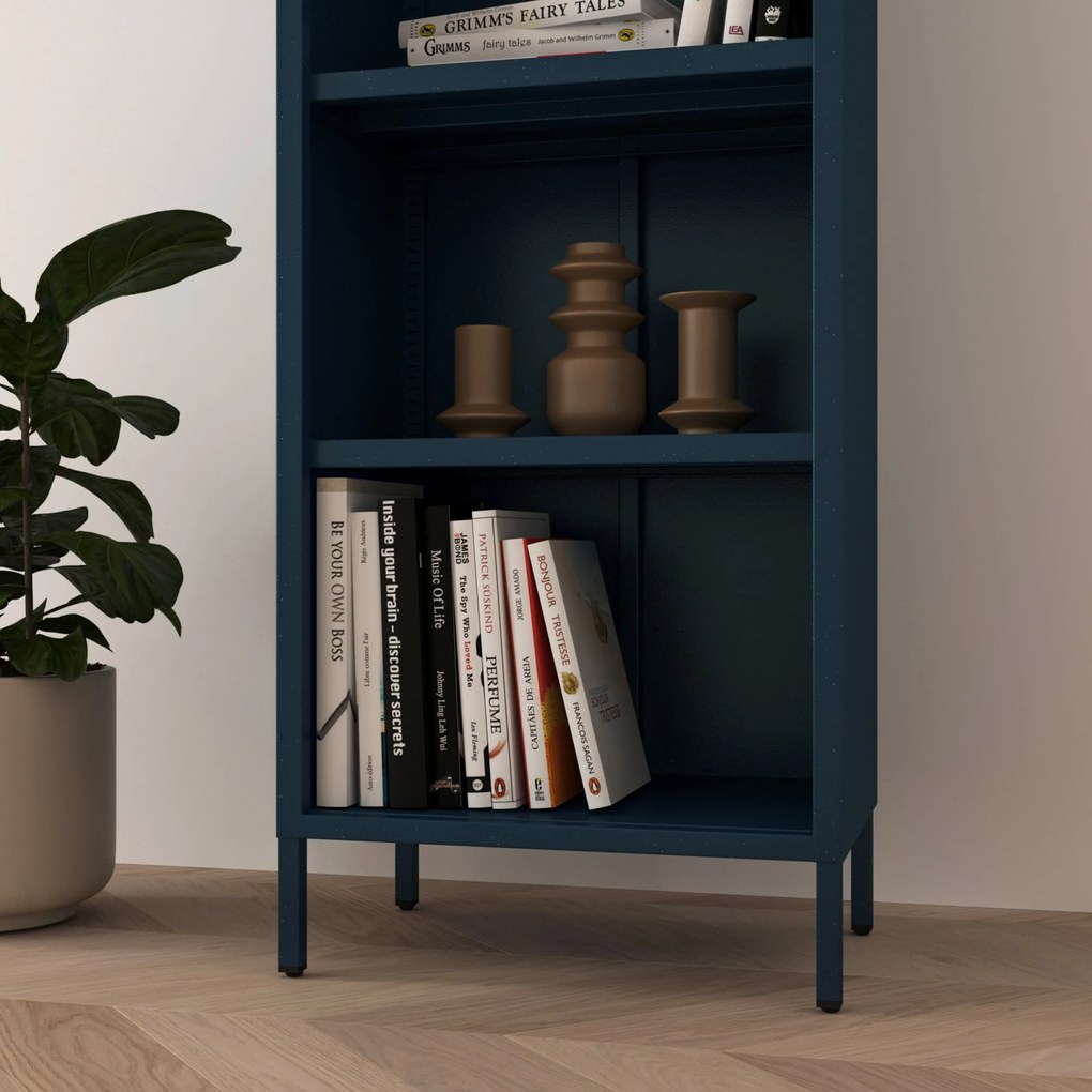 Könyvespolc MARIO, 500 x 1800 x 350 mm, Modern: sötétkék