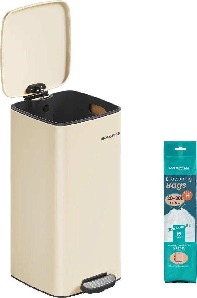 Konyhai szemetes, 30L, rozsdamentes acél, homok bézs