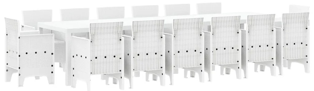 15 Darabos Kerti Étkező Garnitúra Fehér Polirattan, Kert Asztal Fehér 200x100x73 cm Polirattan, Kert Asztal Fehér 150x100x73 cm Polirattan, Kert Székek 2 db Fehér Polirattan, Kert Székek 4 db Fehér Polirattan