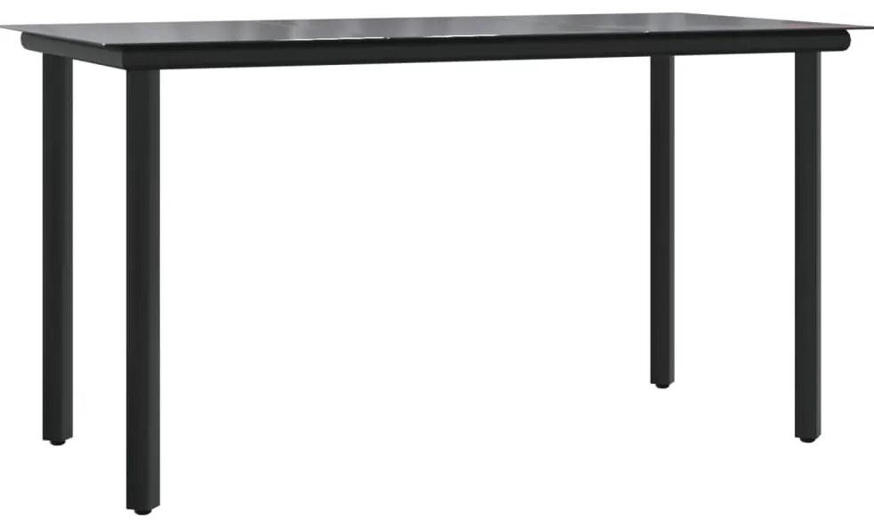 7 részes fekete polyrattan kerti étkezőgarnitúra párnával