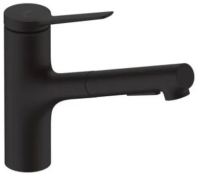 Hansgrohe Zesis mosogató csaptelep kihúzható zuhannyal, 2 áram fekete matt 74800670