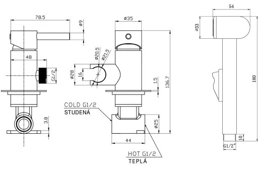 Aqualine - Zuhanyzós bidécsap rejtett beépítéshez matt fekete
