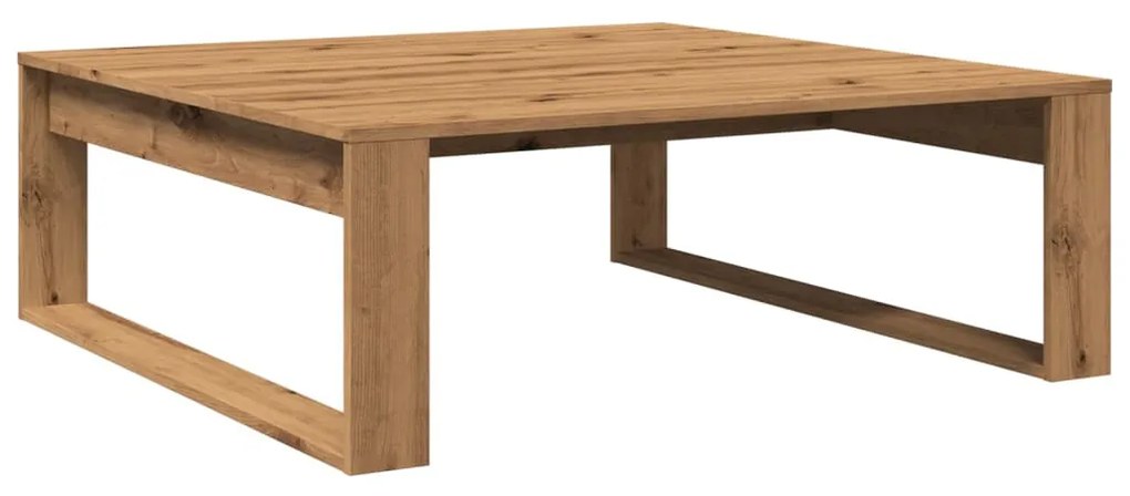 kézműves tölgy színű szerelt fa dohányzóasztal 100 x 100 x 35cm