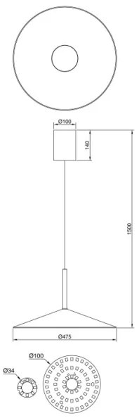 Globo 15635S - kábeles LED csillár LAMPONE LED/18W/230V 4000K fekete