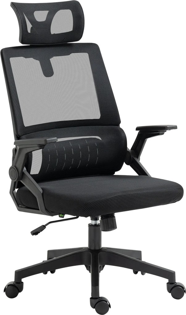 Vinsetto Ergonomikus Irodai Szék, Állítható Fejtámlás Íróasztali Szék Magasságban Állítható Karfa, Dőlésszög Funkció, Deréktámasz, Háló, Fekete | Aoso