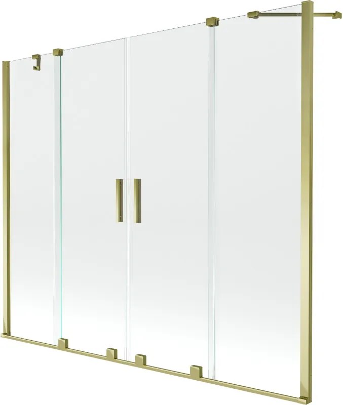 Mexen Velar Duo kétszárnyú, elhúzható kádparaván 180 x 150 cm, átlátszó, arany - 896-180-000-02-50