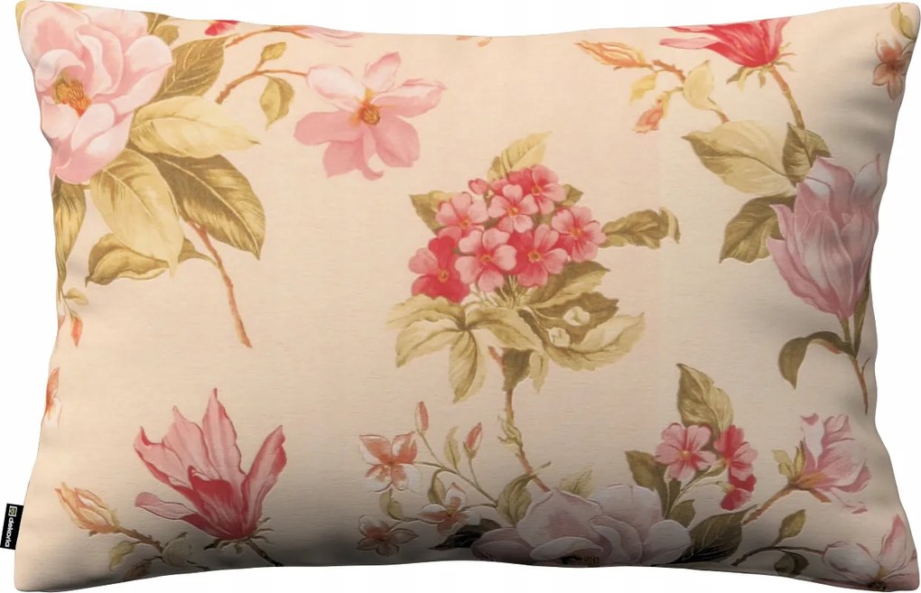 Párnahuzat 60x40 nagy virágok krémszínű alapon
