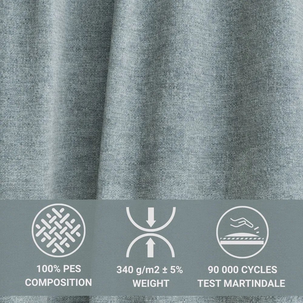 Világoskék zsenília kinyitható-tárolóhelyes sarokkanapé (bal oldali-heverő résszel) Velto – Maison de Rêve