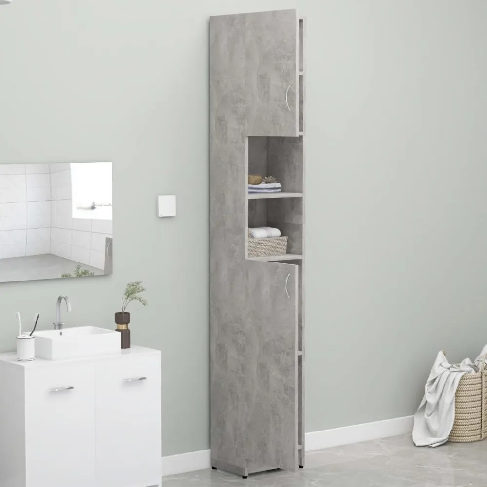betonszürke szerelt fa fürdőszobaszekrény 32 x 25,5 x 190 cm