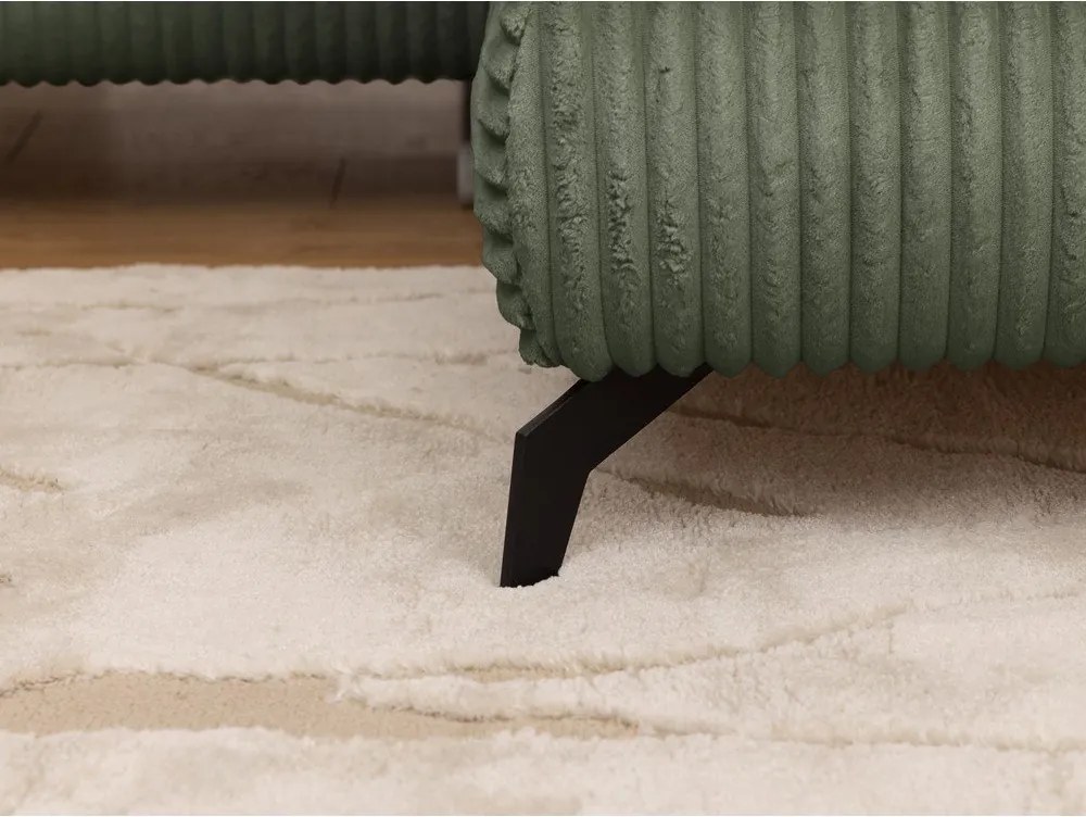 Zöld kordbársony sarokkanapé (jobb oldali-L alakú) Marbeya – Ropez