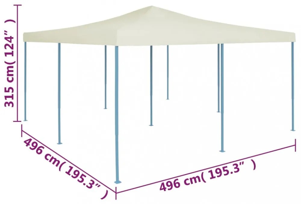 összecsukható krémszínű pavilon 5 x 5 m