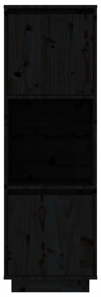 fekete tömör fenyőfa magasszekrény 38x35x117 cm