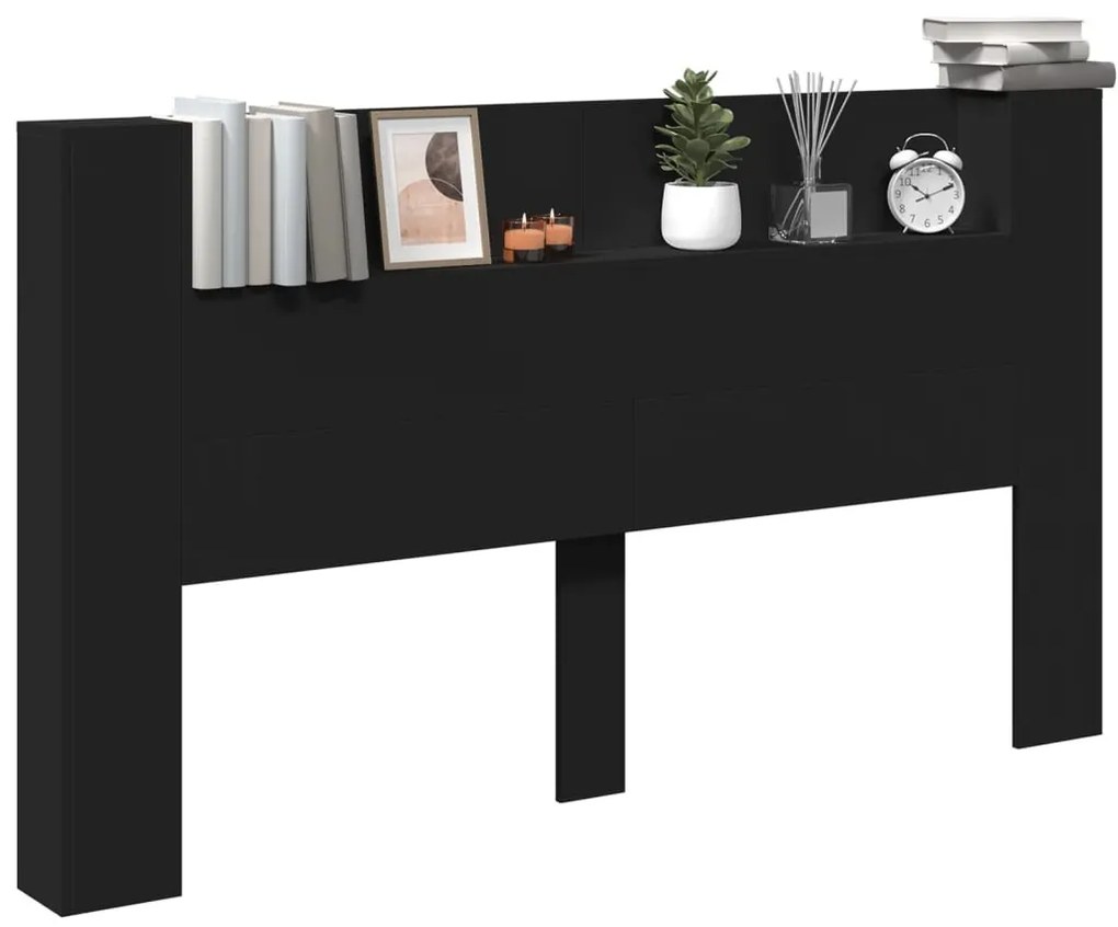 fekete áthidalószekrény LED-világítással 180 x 16,5 x 103,5 cm