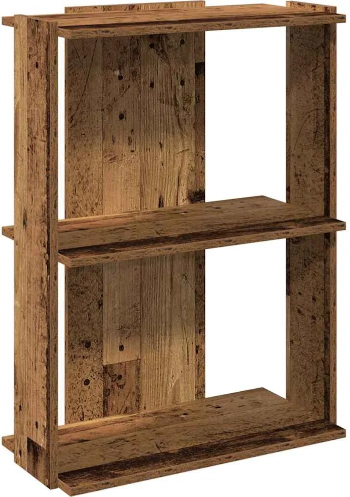 vidaXL 3 szintes antik fa szerelt fa könyvespolc 60x30x80 cm