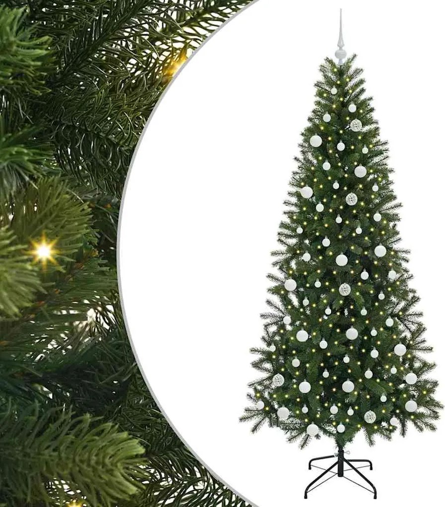 vidaXL Mű karácsonyfa 300 LED-del állvánnyal Zöld 210 cm PE és PVC