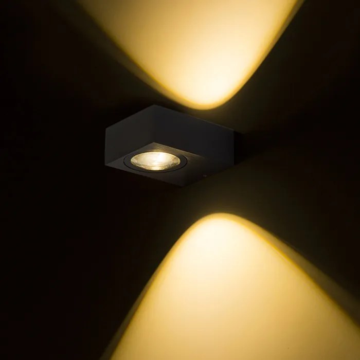 RENDL KORSO II fali lámpa fekete elox 230V LED 2x3W 120° IP54 3000K