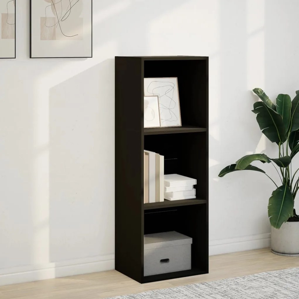 fekete szerelt fa könyvespolc 40 x 30 x 114 cm