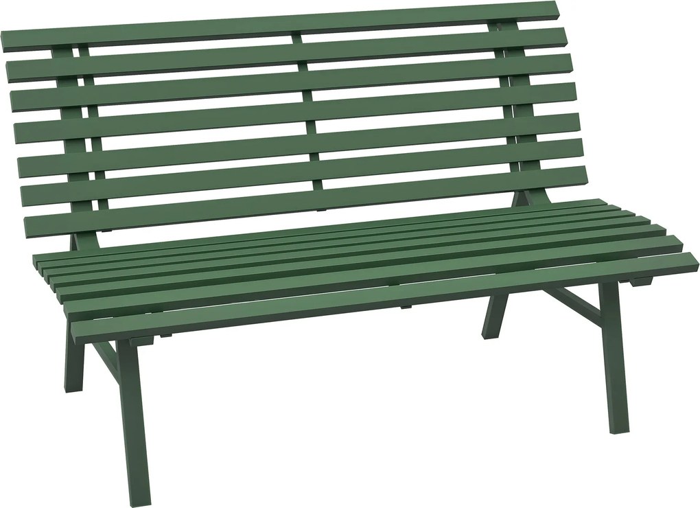 Outsunny 2 fős Alumínium Kerti Pad, Időjárásálló Pad, UV-álló Kerti Bútor Lécsoros Kivitelben, Parkpad 240 kg Teherbírással, Erkély Pad Erkély Teraszr