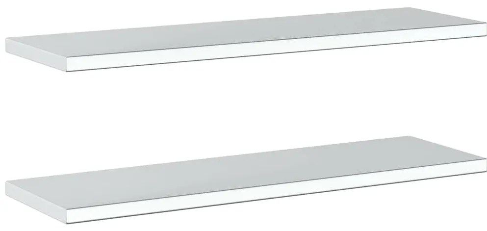 2 db ezüstszínű rozsdamentes acél fali polc 100 x 30 x 3 cm