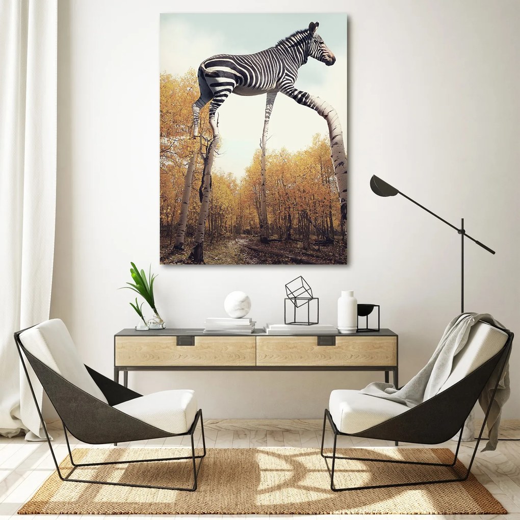 Gario Vászonkép Zebra és nyírfa lábak - Patryk Andrzejewski Méret: 70 x 100 cm