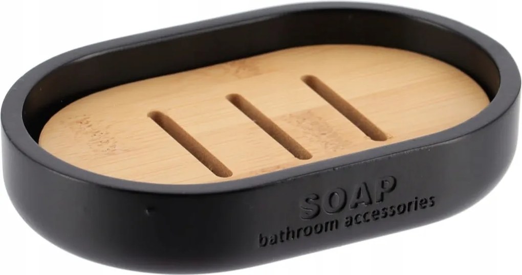 Kerámia fürdőszobai szappantartó Fekete Bambusz